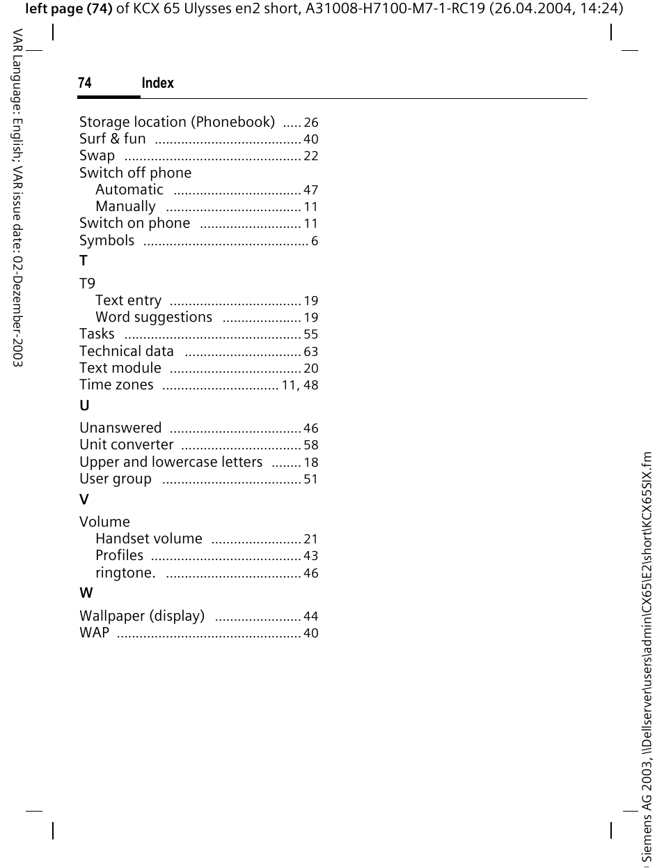 Siemens CX65 User Manual | Page 75 / 75