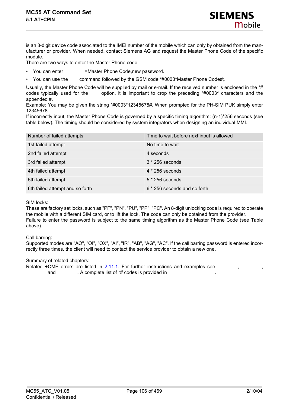 Obile | Siemens MC55 User Manual | Page 106 / 469