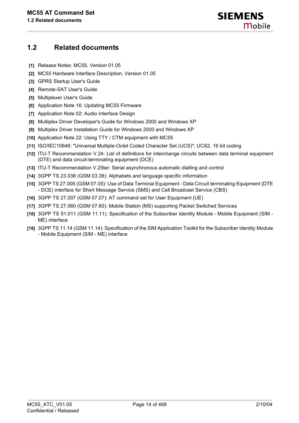 2 related documents, Related documents, Obile | Siemens MC55 User Manual | Page 14 / 469