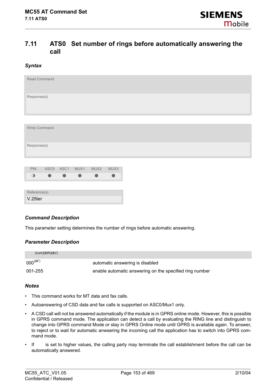 Ats0, Obile | Siemens MC55 User Manual | Page 153 / 469