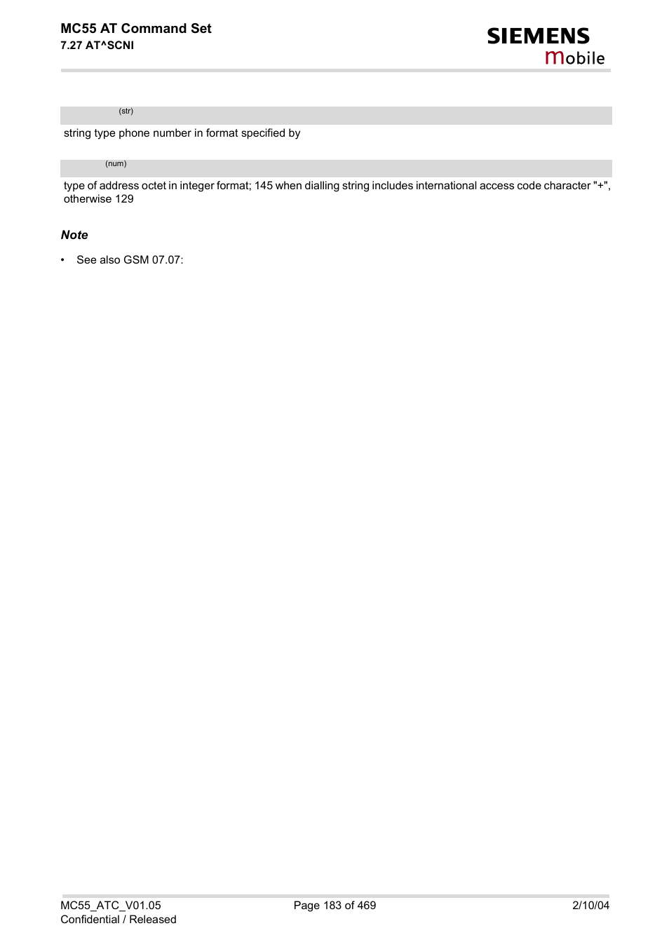 Number, Type, Obile | Siemens MC55 User Manual | Page 183 / 469