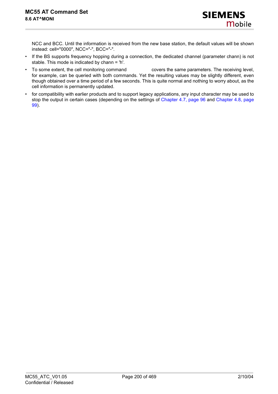 Obile | Siemens MC55 User Manual | Page 200 / 469