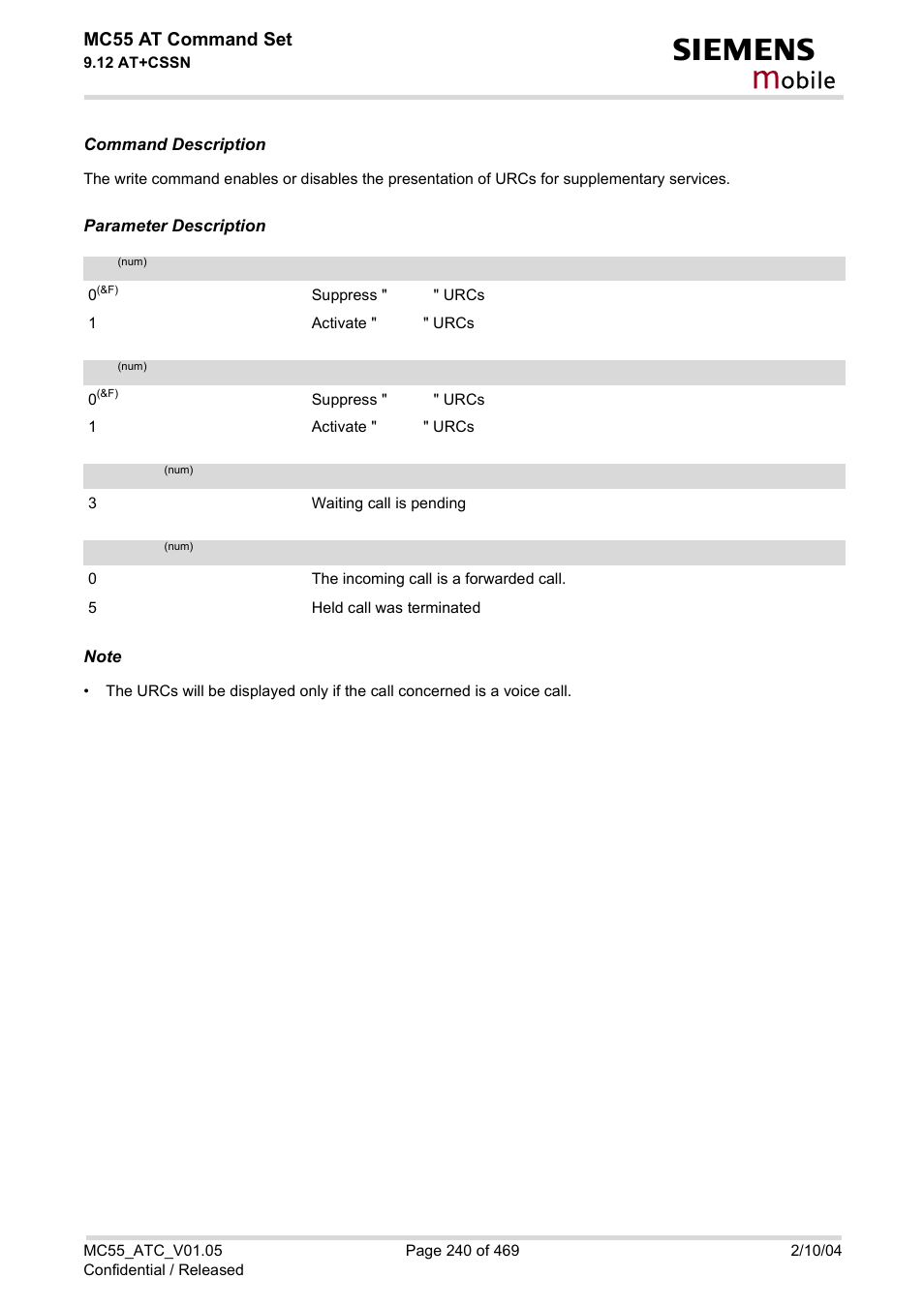 Cssi, Code 1, Cssu | Code 2, Obile | Siemens MC55 User Manual | Page 240 / 469