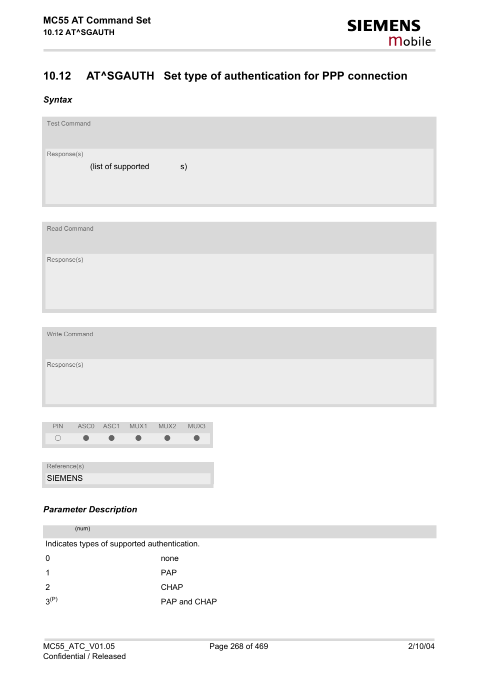 Obile, Mc55 at command set | Siemens MC55 User Manual | Page 268 / 469