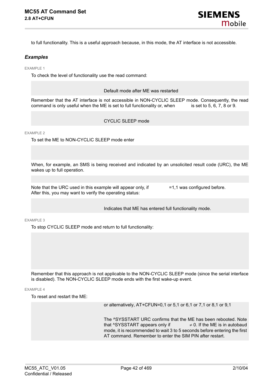 Obile, Mc55 at command set | Siemens MC55 User Manual | Page 42 / 469