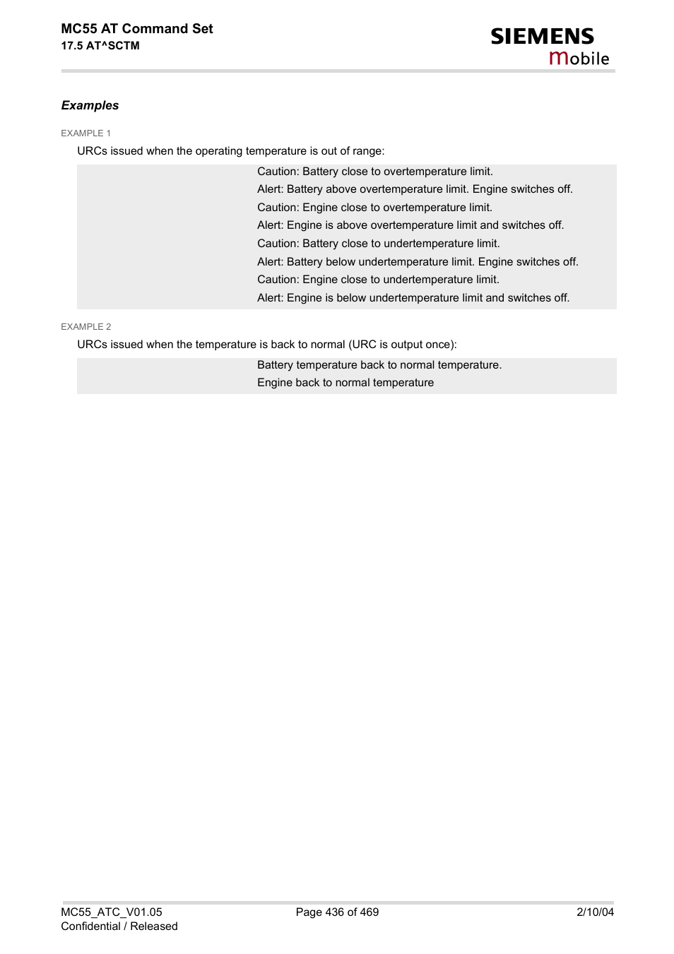 Obile, Mc55 at command set | Siemens MC55 User Manual | Page 436 / 469