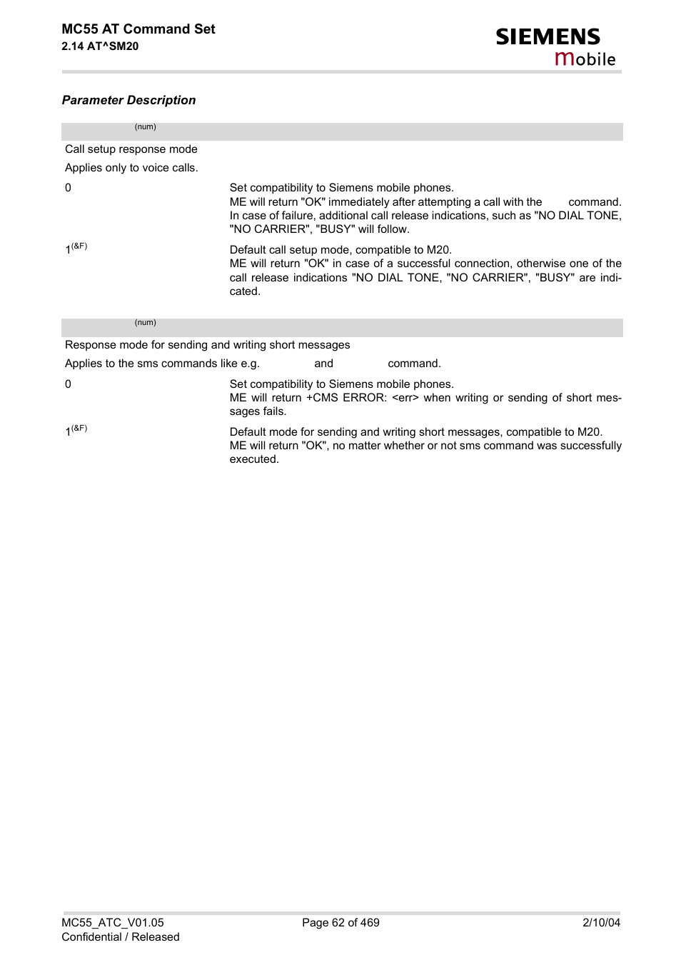 Callmode, Cmgwmode, Obile | Siemens MC55 User Manual | Page 62 / 469