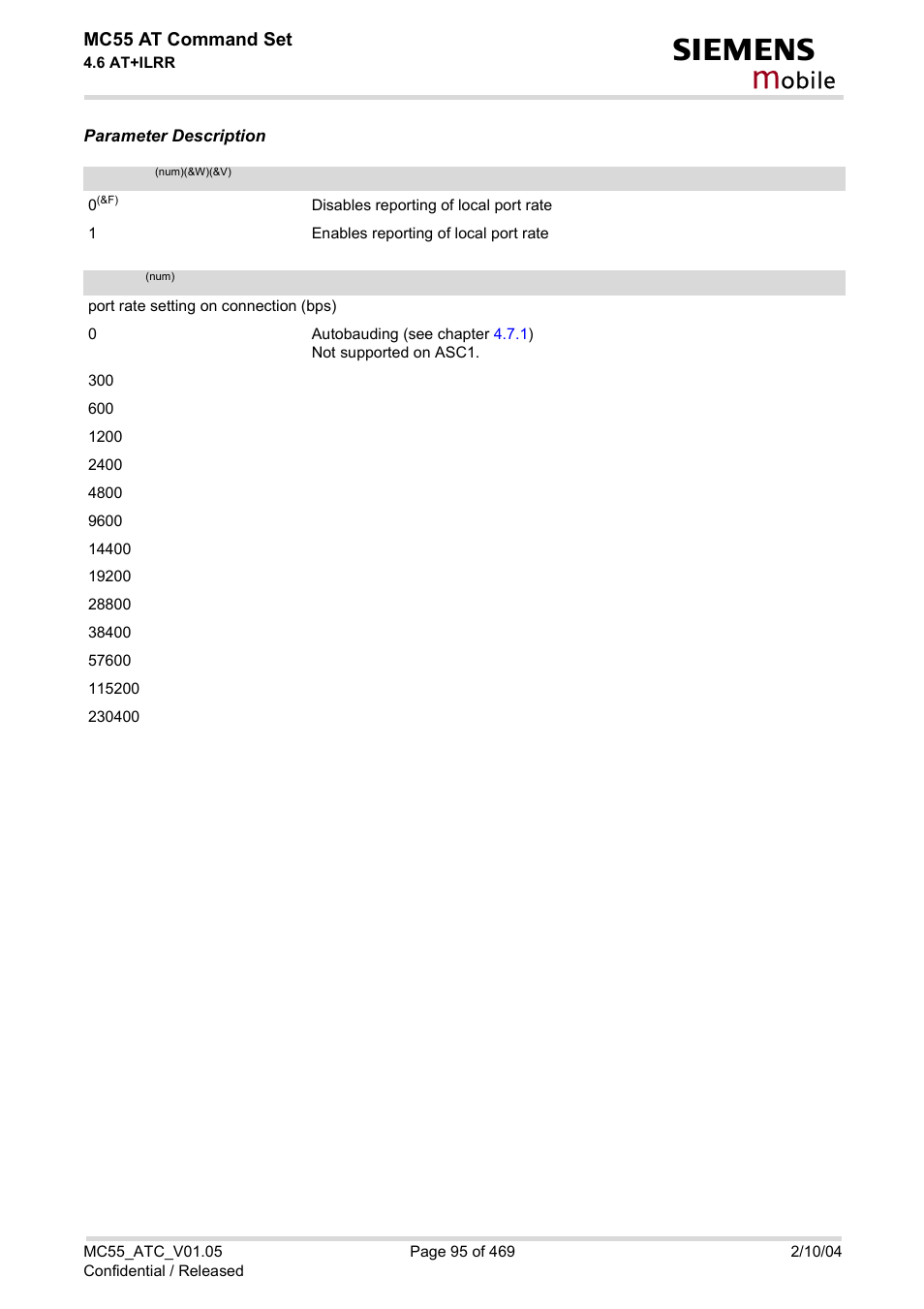Rate, Value, Obile | Siemens MC55 User Manual | Page 95 / 469