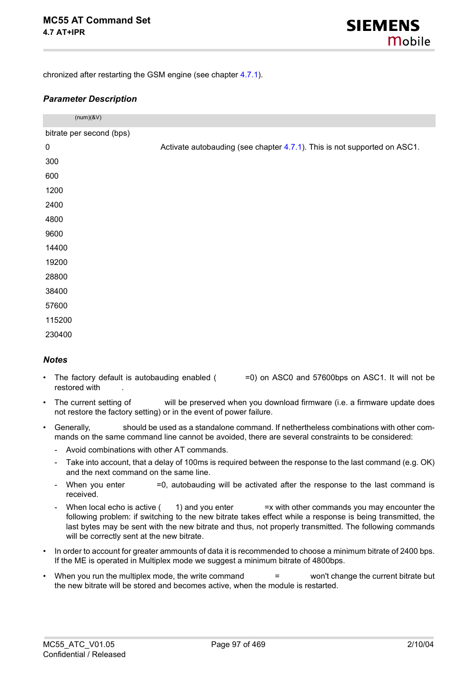 Rate, Obile | Siemens MC55 User Manual | Page 97 / 469