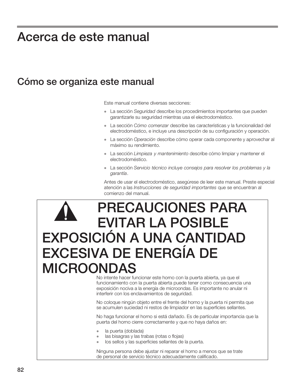 Acerca de este manual, Cómo se organiza este manual | Siemens HF35M630 User Manual | Page 82 / 124