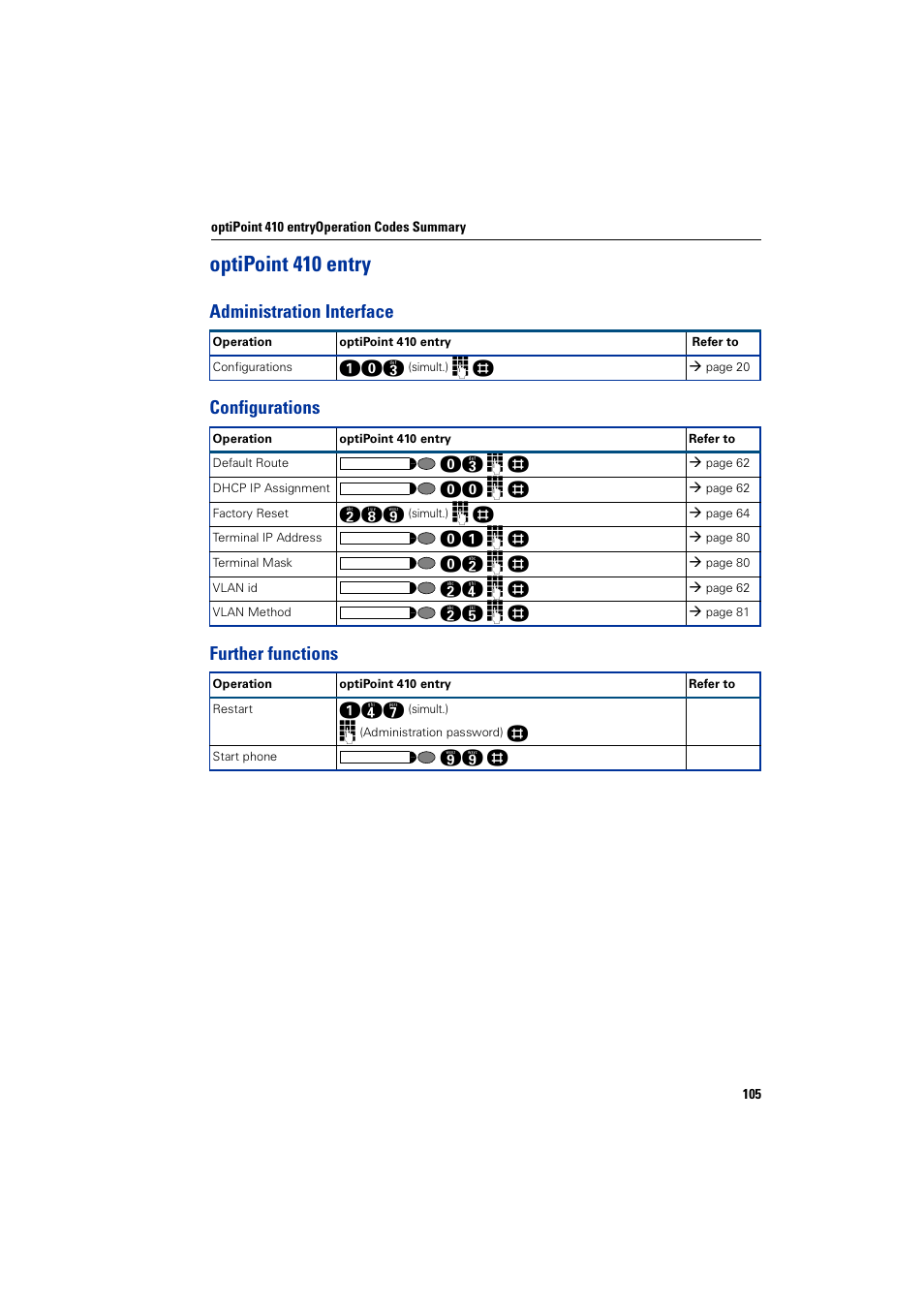 Optipoint410entry, Administration interface, Configurations | Further functions, Optipoint 410 entry | Siemens HiPath 4000 User Manual | Page 105 / 110