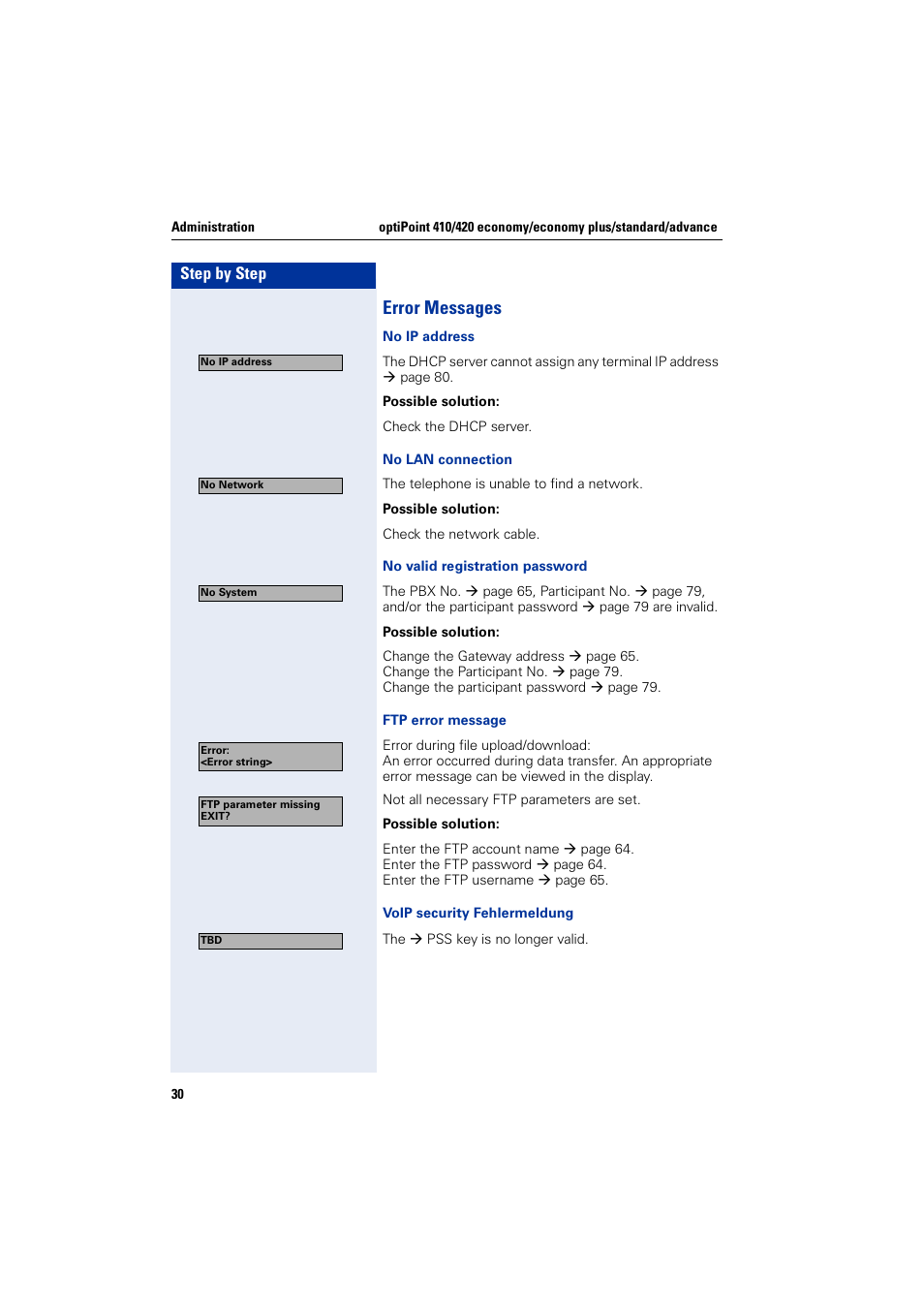 Error messages | Siemens HiPath 4000 User Manual | Page 30 / 110