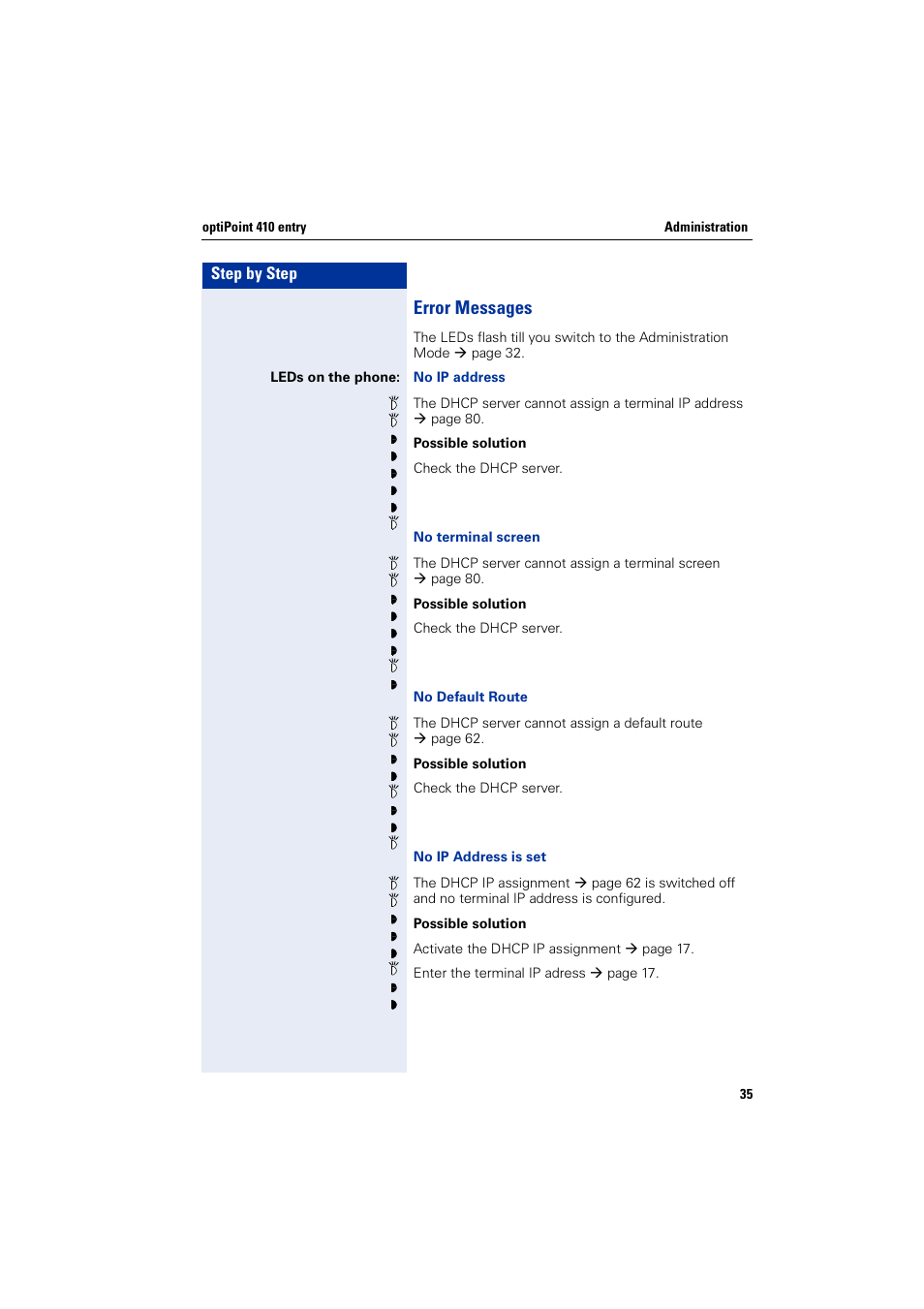 Error messages | Siemens HiPath 4000 User Manual | Page 35 / 110