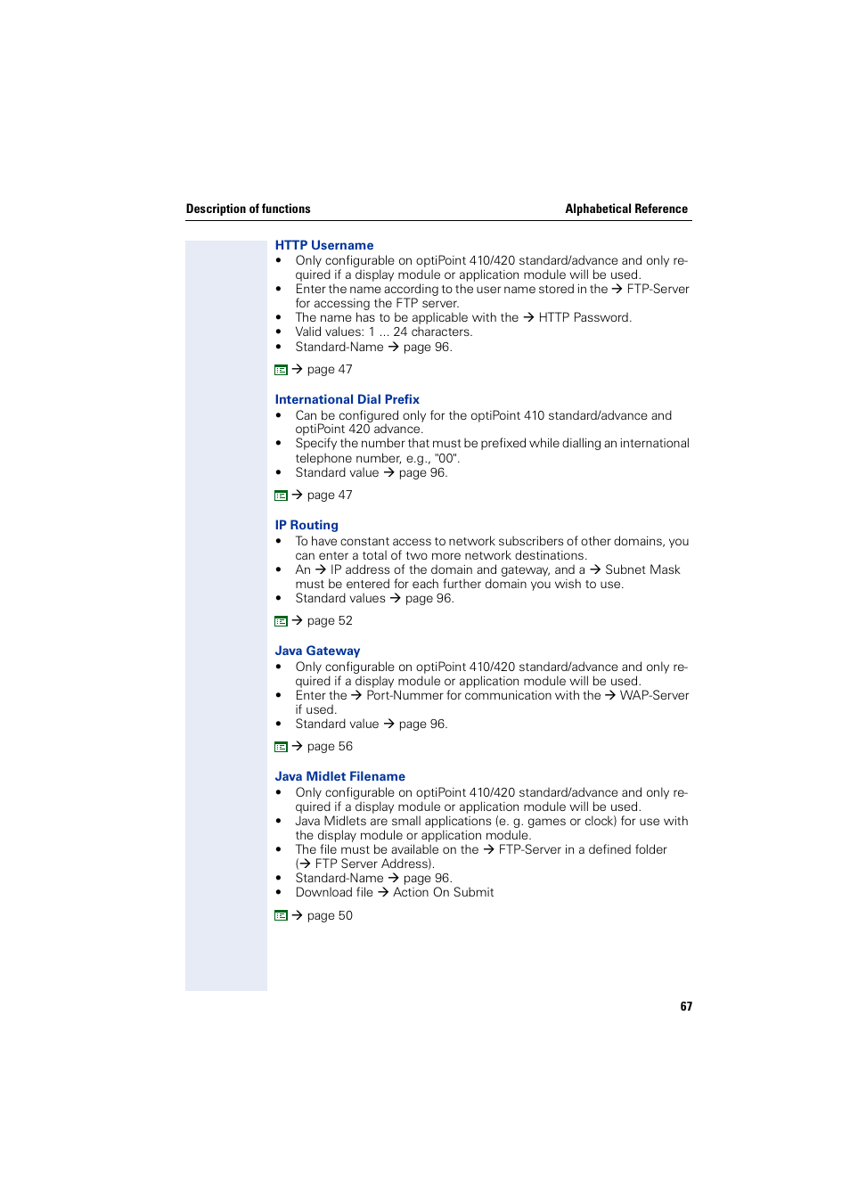 Æ java midlet filename, Æ http username | Siemens HiPath 4000 User Manual | Page 67 / 110