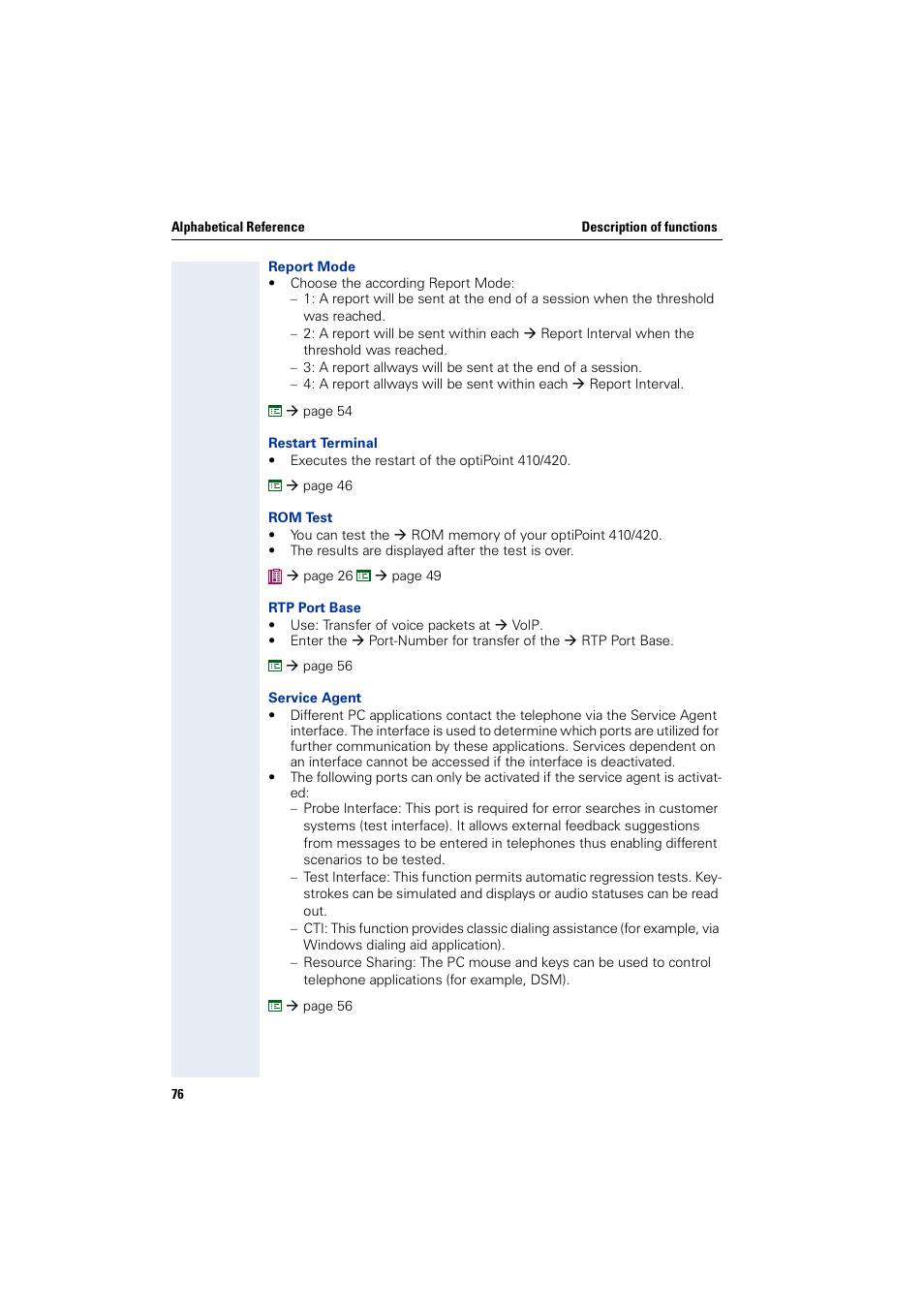 Æ report, Mode | Siemens HiPath 4000 User Manual | Page 76 / 110