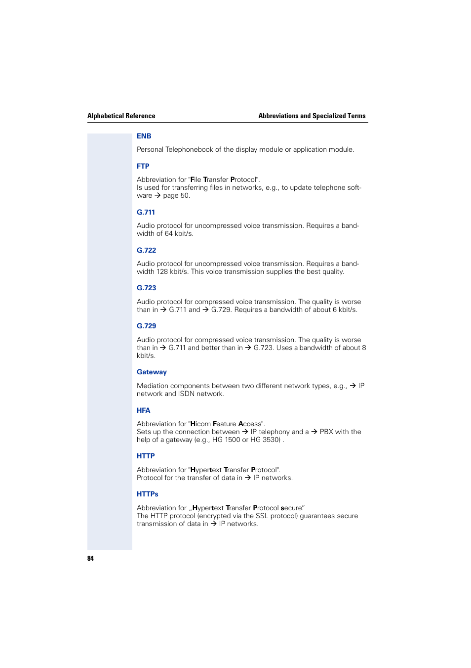 Æ https g, Æ ftp s, Æ g.711 | Æ g.723 o, Æ g.729), Æ hfa, Æ ftp se, Æ enb, Æ ftp, Æ enb ftp | Siemens HiPath 4000 User Manual | Page 84 / 110