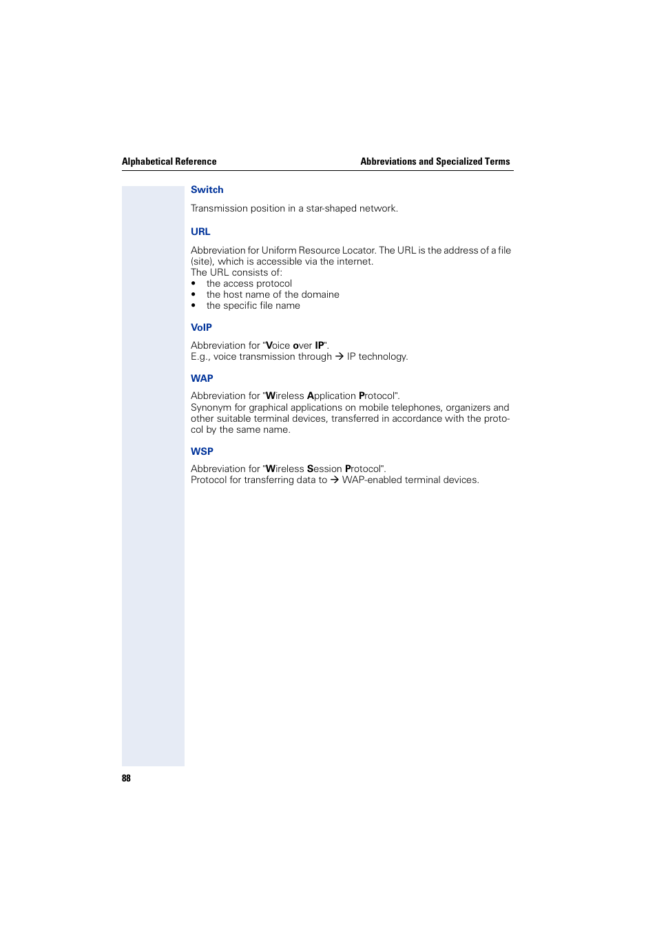 Æ voip, Æ wap, Æ switch | Æ wsp, Æ wap s, Æ url-a, Æ url | Siemens HiPath 4000 User Manual | Page 88 / 110