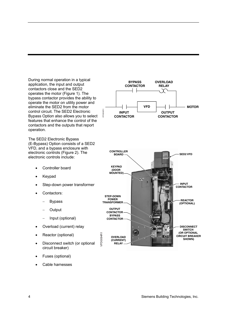 Electronic bypass option overview, General description | Siemens SED2 VFD Electronic Bypass Option 125-3208 User Manual | Page 12 / 64