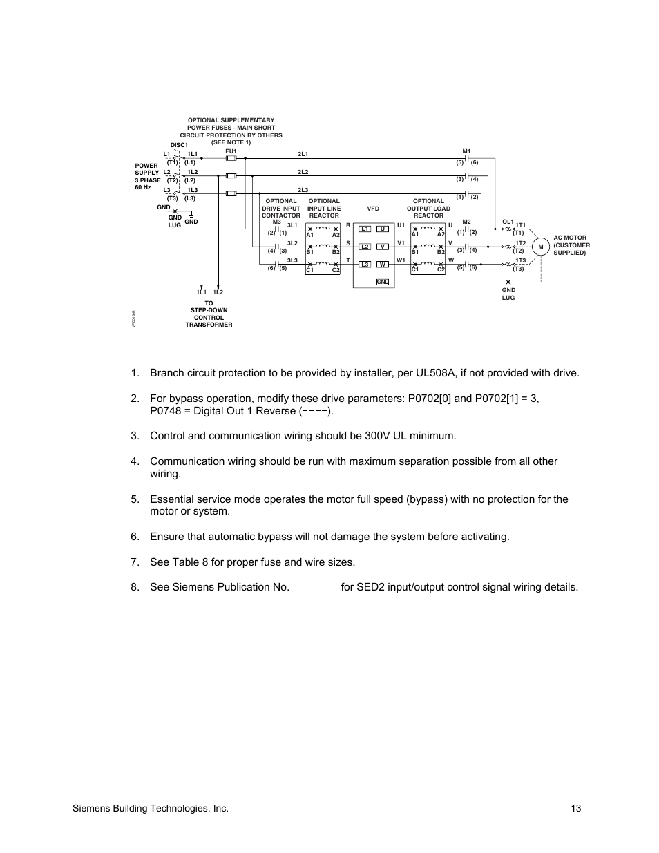 Installation instructions, Siemens building technologies, inc. 13, Figure 9. e-bypass power circuit | Siemens SED2 VFD Electronic Bypass Option 125-3208 User Manual | Page 21 / 64