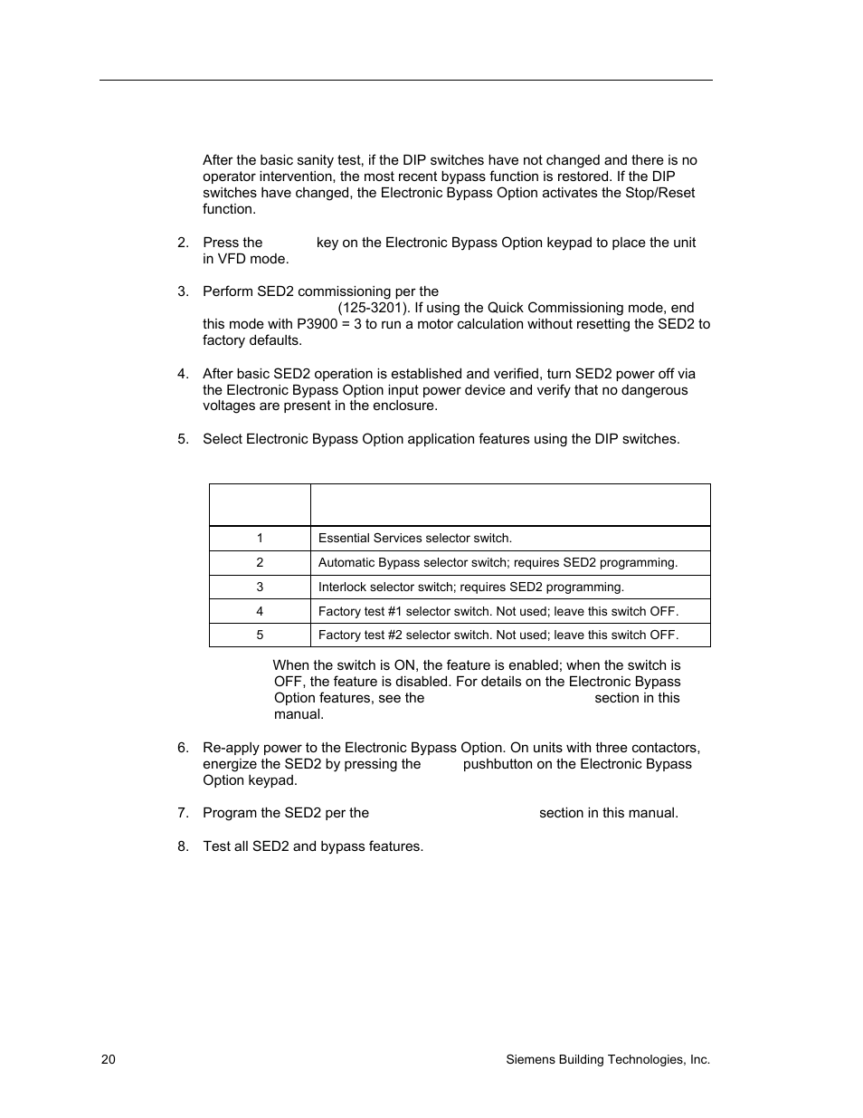 Siemens SED2 VFD Electronic Bypass Option 125-3208 User Manual | Page 28 / 64