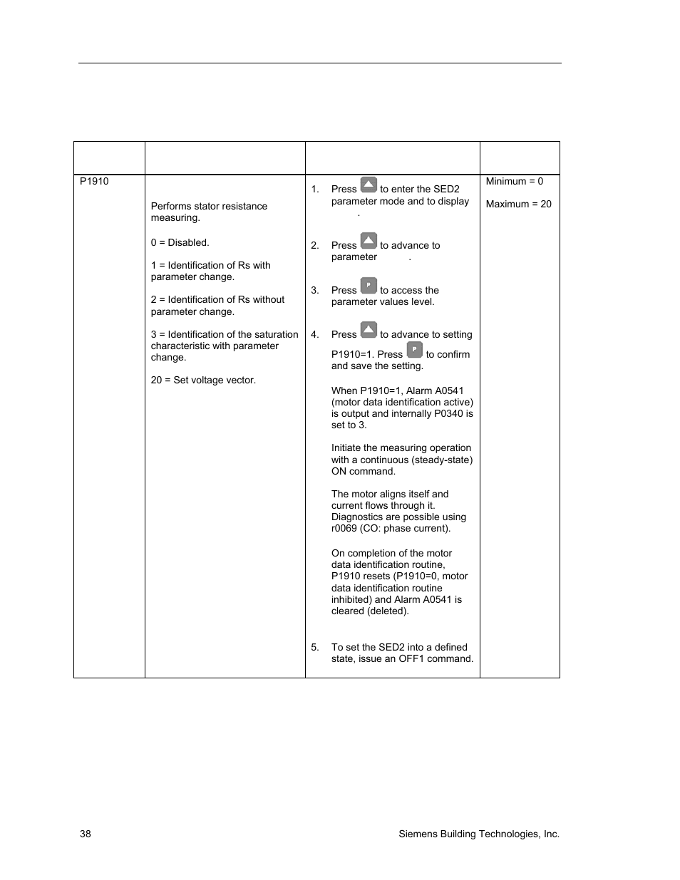 Motor data identification | Siemens SED2 VFD Electronic Bypass Option 125-3208 User Manual | Page 46 / 64