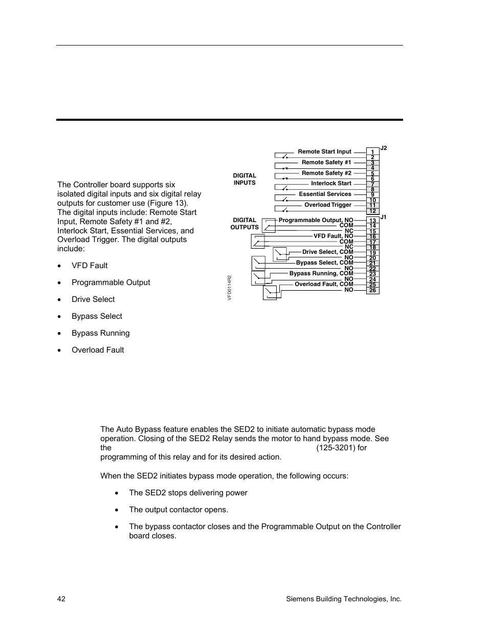 Application feature setup, Overview, Auto bypass without interlock | Description | Siemens SED2 VFD Electronic Bypass Option 125-3208 User Manual | Page 50 / 64