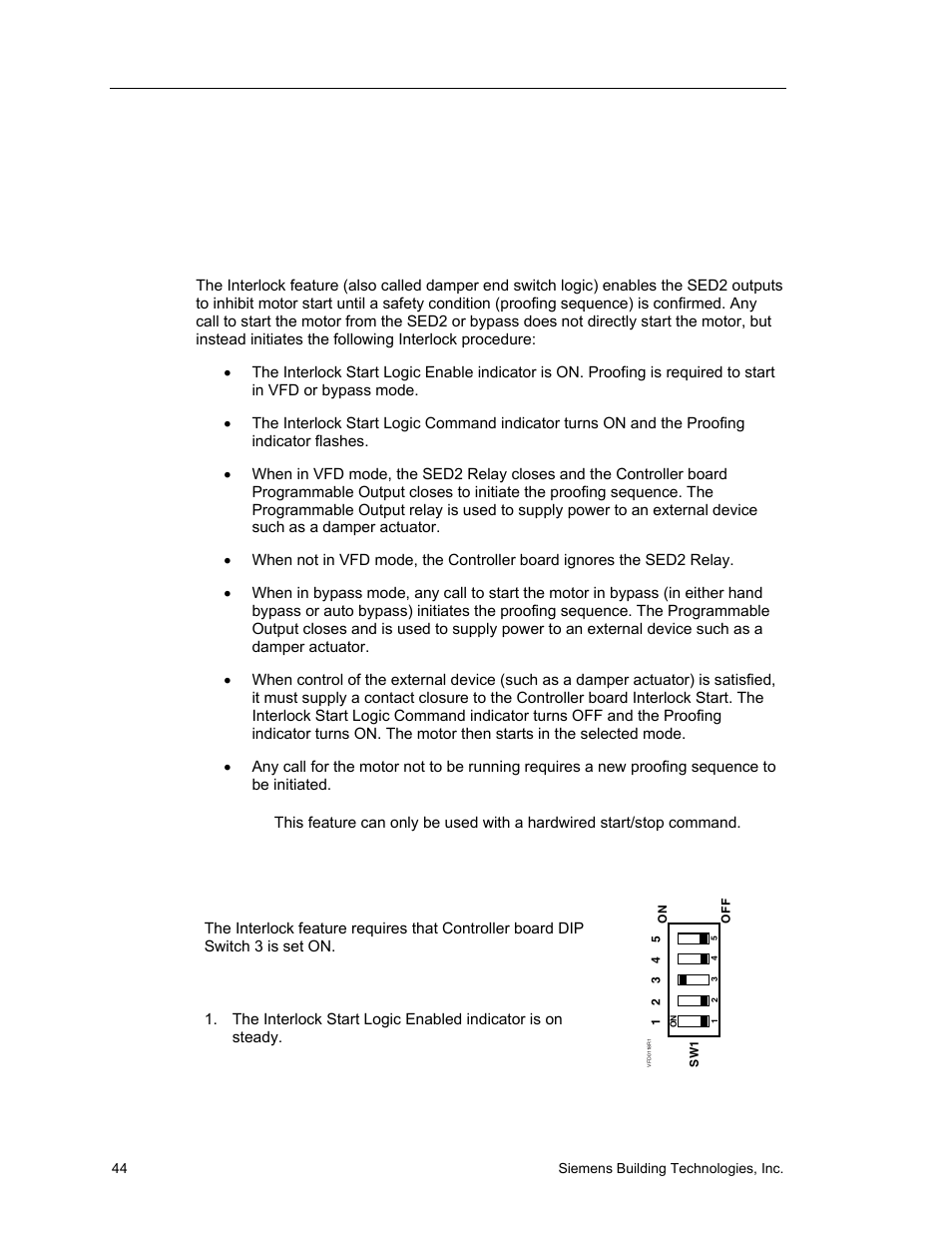 Interlock, Description, Settings | Siemens SED2 VFD Electronic Bypass Option 125-3208 User Manual | Page 52 / 64