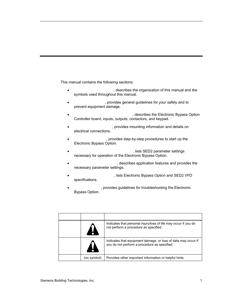 How to use this manual, Manual organization, Manual notations | Siemens SED2 VFD Electronic Bypass Option 125-3208 User Manual | Page 9 / 64