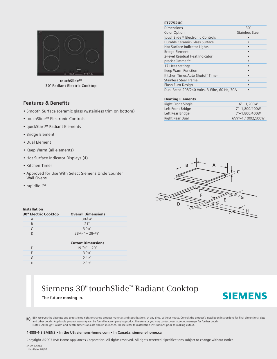 Siemens ET7752UC User Manual | 1 page