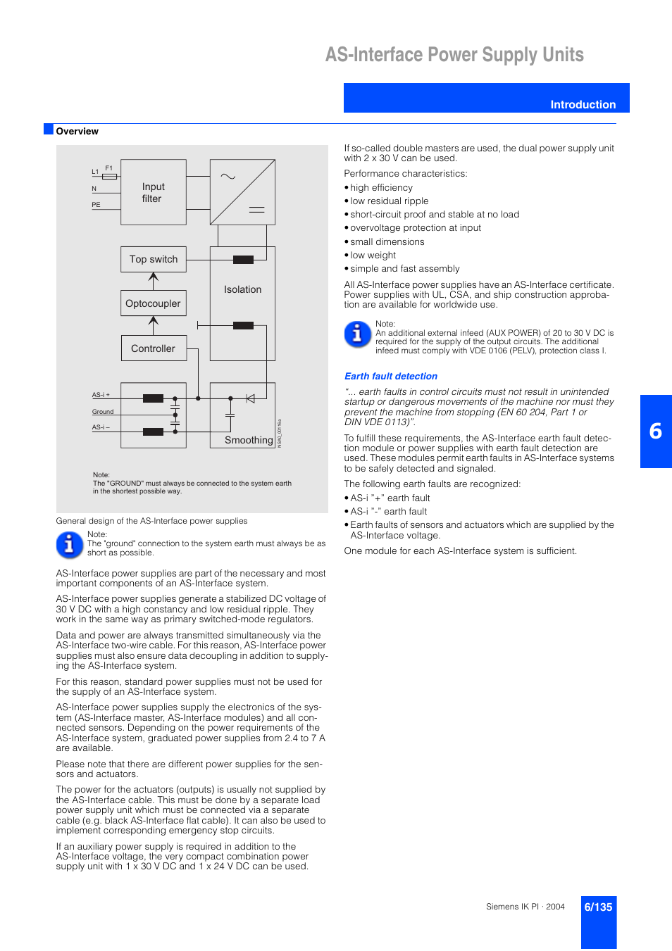 As-interface power supply units, Introduction, 6/135 as-interface power supply units 6/135 | Siemens ISI EN 50295 User Manual | Page 135 / 152
