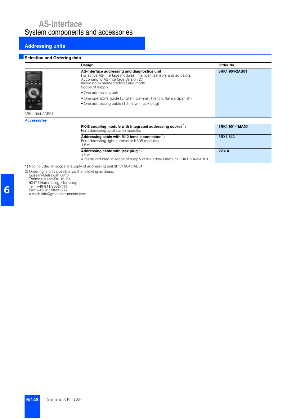 As-interface, System components and accessories | Siemens ISI EN 50295 User Manual | Page 148 / 152