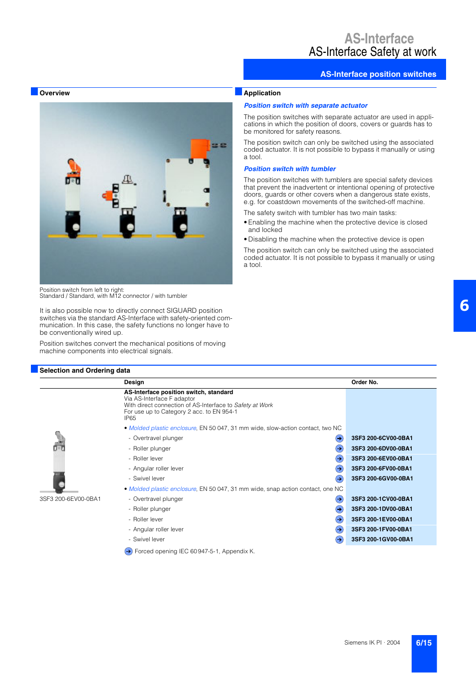 As-interface position switches, As-interface, As-interface safety at work | Siemens ISI EN 50295 User Manual | Page 15 / 152