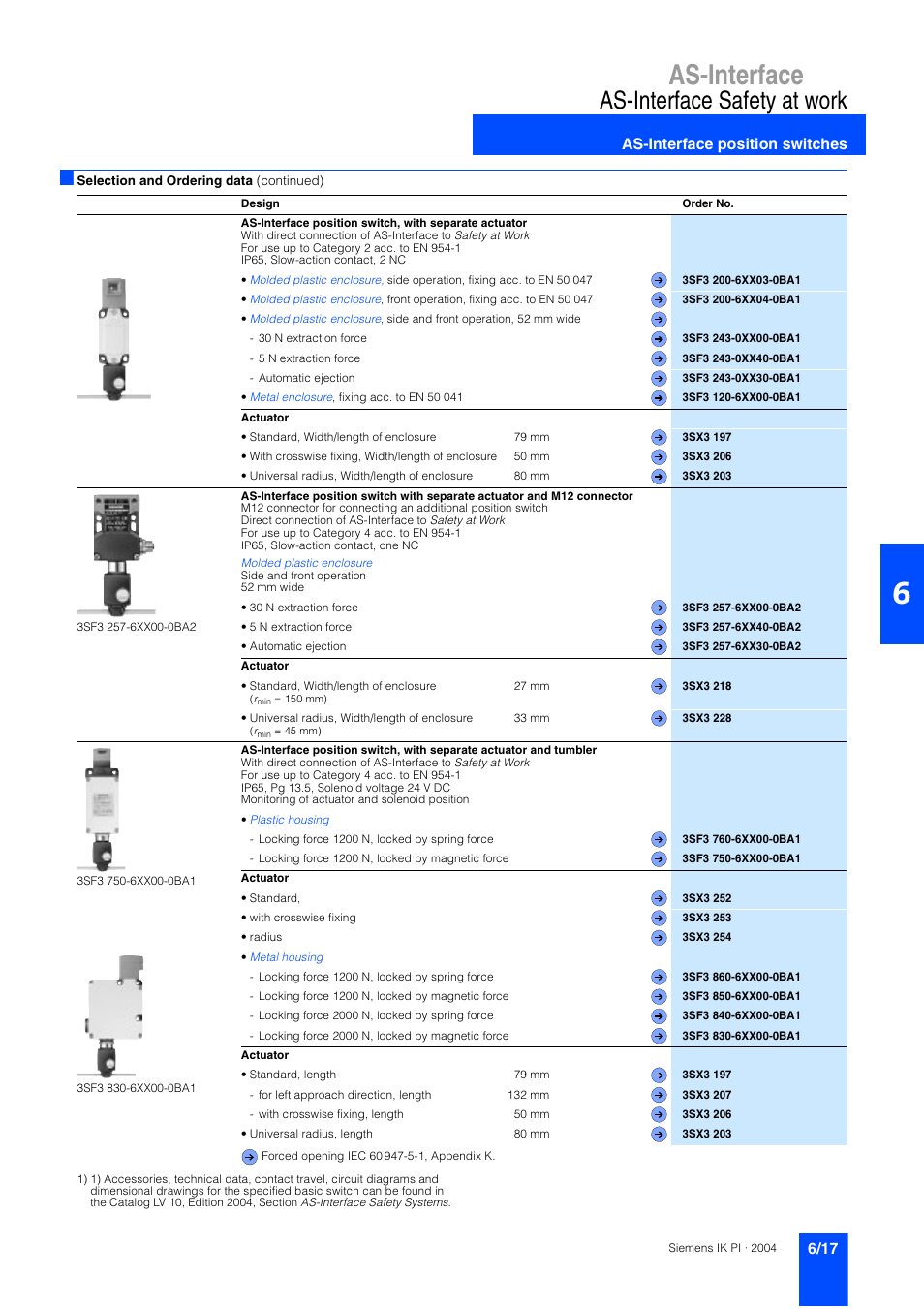 As-interface, As-interface safety at work, As-interface position switches | Siemens ISI EN 50295 User Manual | Page 17 / 152