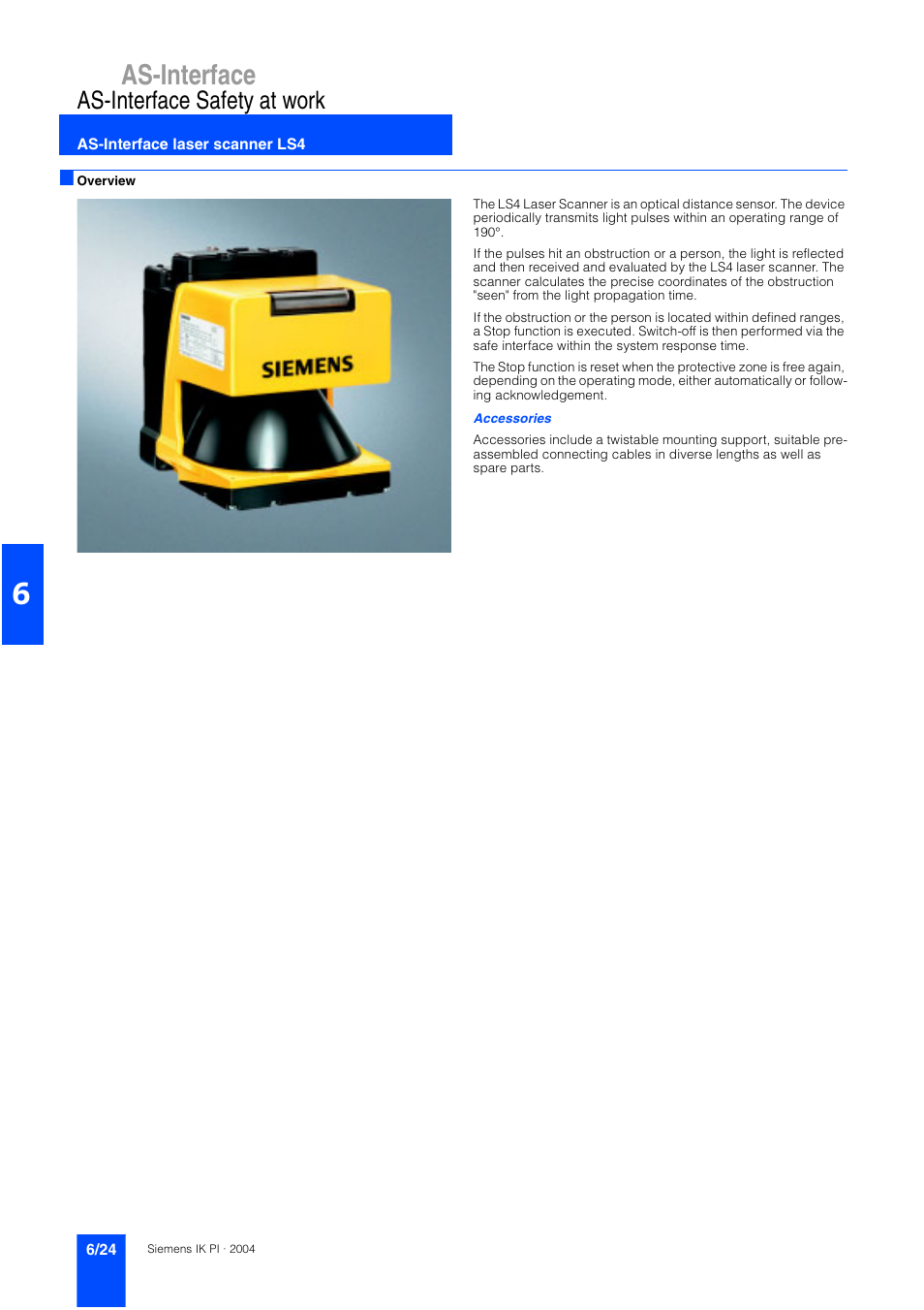 As-interface laser scanner ls4, As-interface, As-interface safety at work | Siemens ISI EN 50295 User Manual | Page 24 / 152