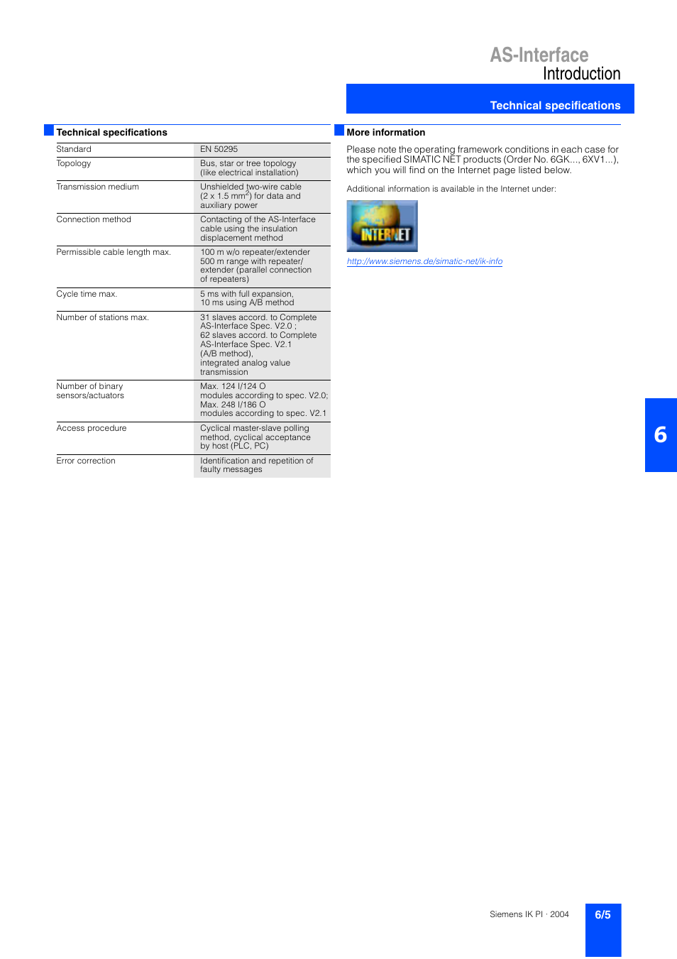 Technical specifications, As-interface, Introduction | Siemens ISI EN 50295 User Manual | Page 5 / 152