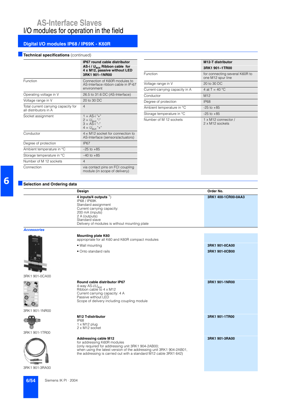 As-interface slaves, I/o modules for operation in the field | Siemens ISI EN 50295 User Manual | Page 54 / 152