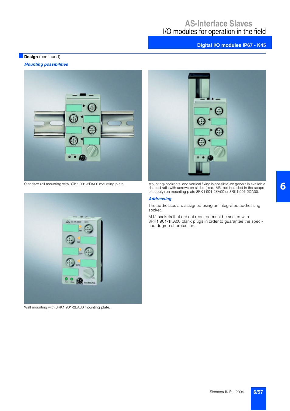 As-interface slaves, I/o modules for operation in the field | Siemens ISI EN 50295 User Manual | Page 57 / 152