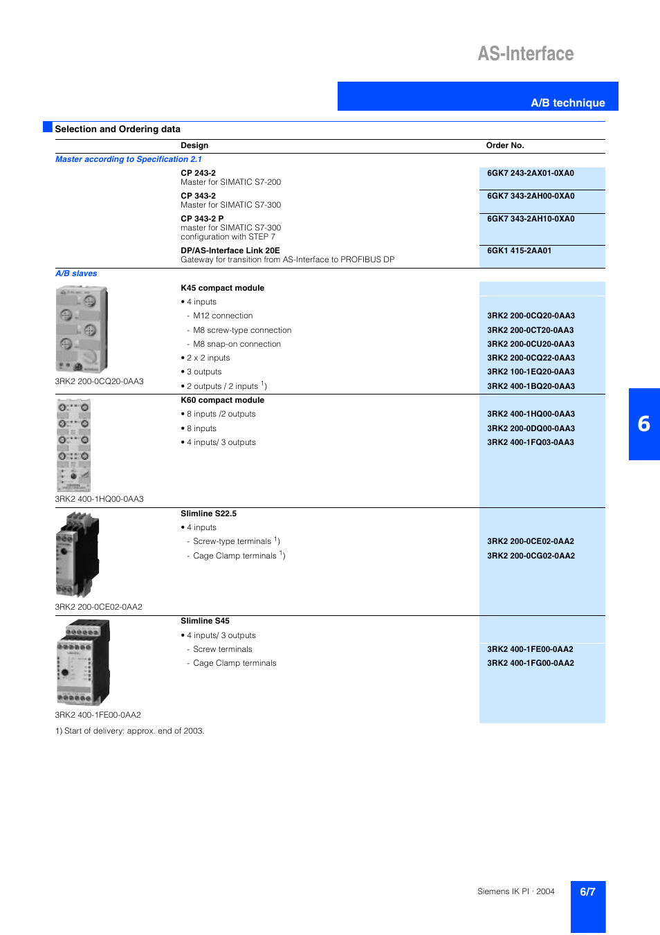 As-interface, A/b technique | Siemens ISI EN 50295 User Manual | Page 7 / 152