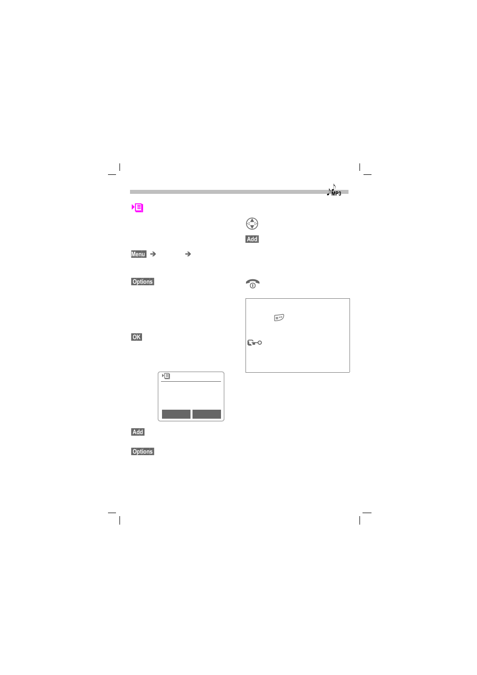 Ll (see p. 26), Mp3 player, K create playlists | Siemens SL45 User Manual | Page 28 / 86