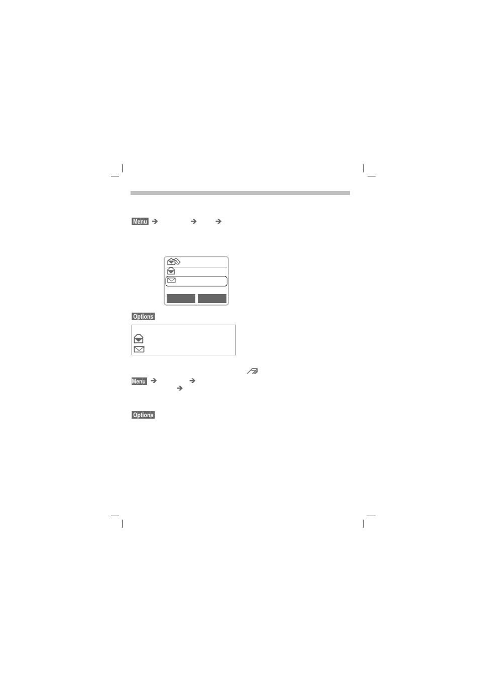 Incoming list, outgoing list, Archive, Incoming list, outgoing list archive | See p. 43, Ve messages (see p. 43), See p. 43) or used as the, Message (sms) | Siemens SL45 User Manual | Page 45 / 86