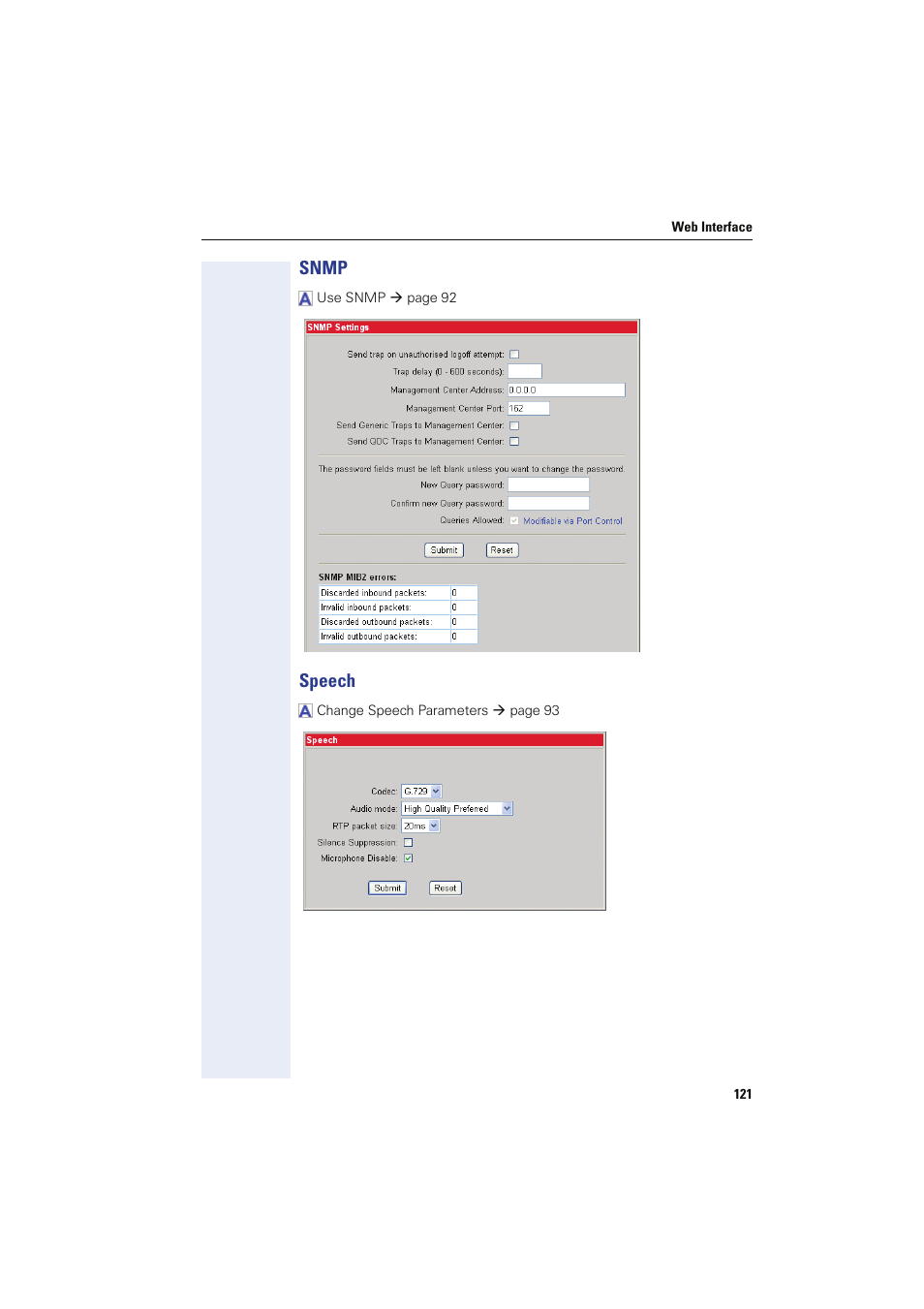 Snmp, Speech, Snmp speech | Æ snmp | Siemens HIPATH 8000 User Manual | Page 121 / 249
