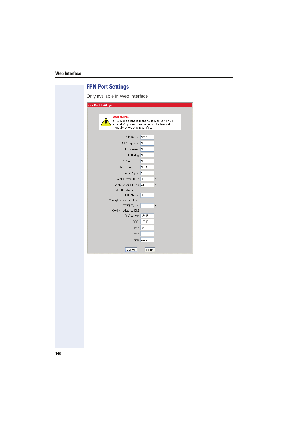 Fpn port settings | Siemens HIPATH 8000 User Manual | Page 146 / 249