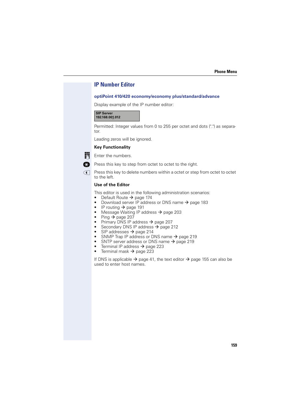 Ip number editor | Siemens HIPATH 8000 User Manual | Page 159 / 249