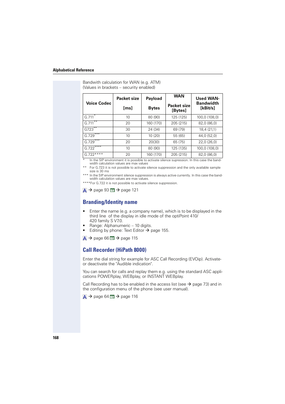 Branding/identity name, Call recorder (hipath 8000), Branding/identity name call recorder (hipath 8000) | System name | Siemens HIPATH 8000 User Manual | Page 168 / 249