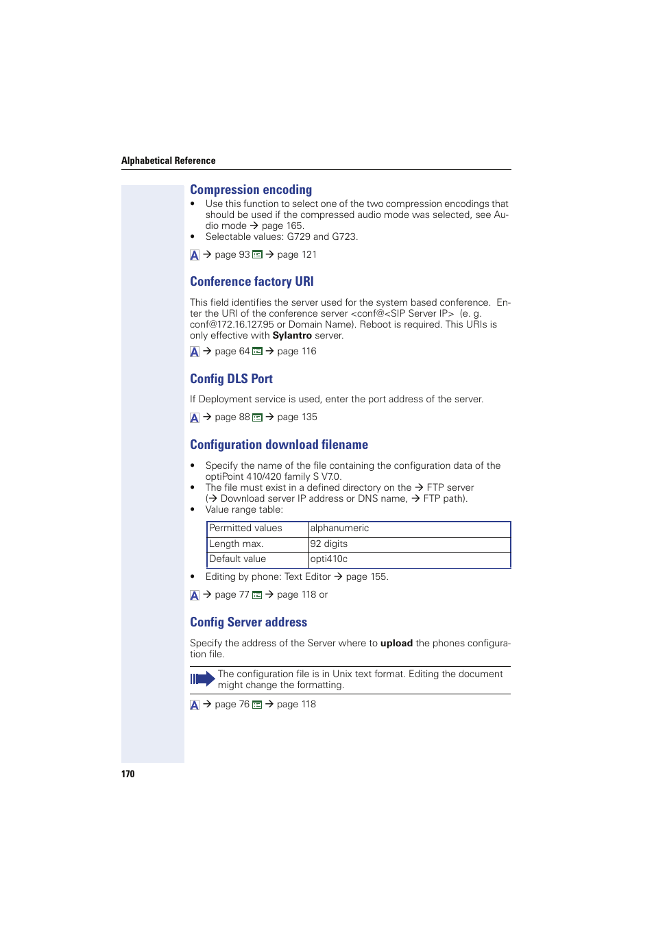 Compression encoding, Conference factory uri, Config dls port | Configuration download filename, Config server address, Cfg dl filename, Compression, Microphone | Siemens HIPATH 8000 User Manual | Page 170 / 249