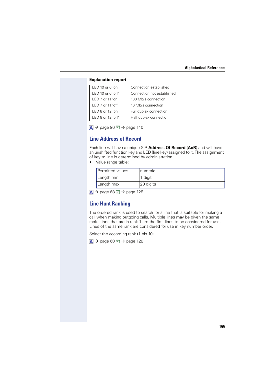 Line address of record, Line hunt ranking, Line address of record line hunt ranking | Siemens HIPATH 8000 User Manual | Page 199 / 249