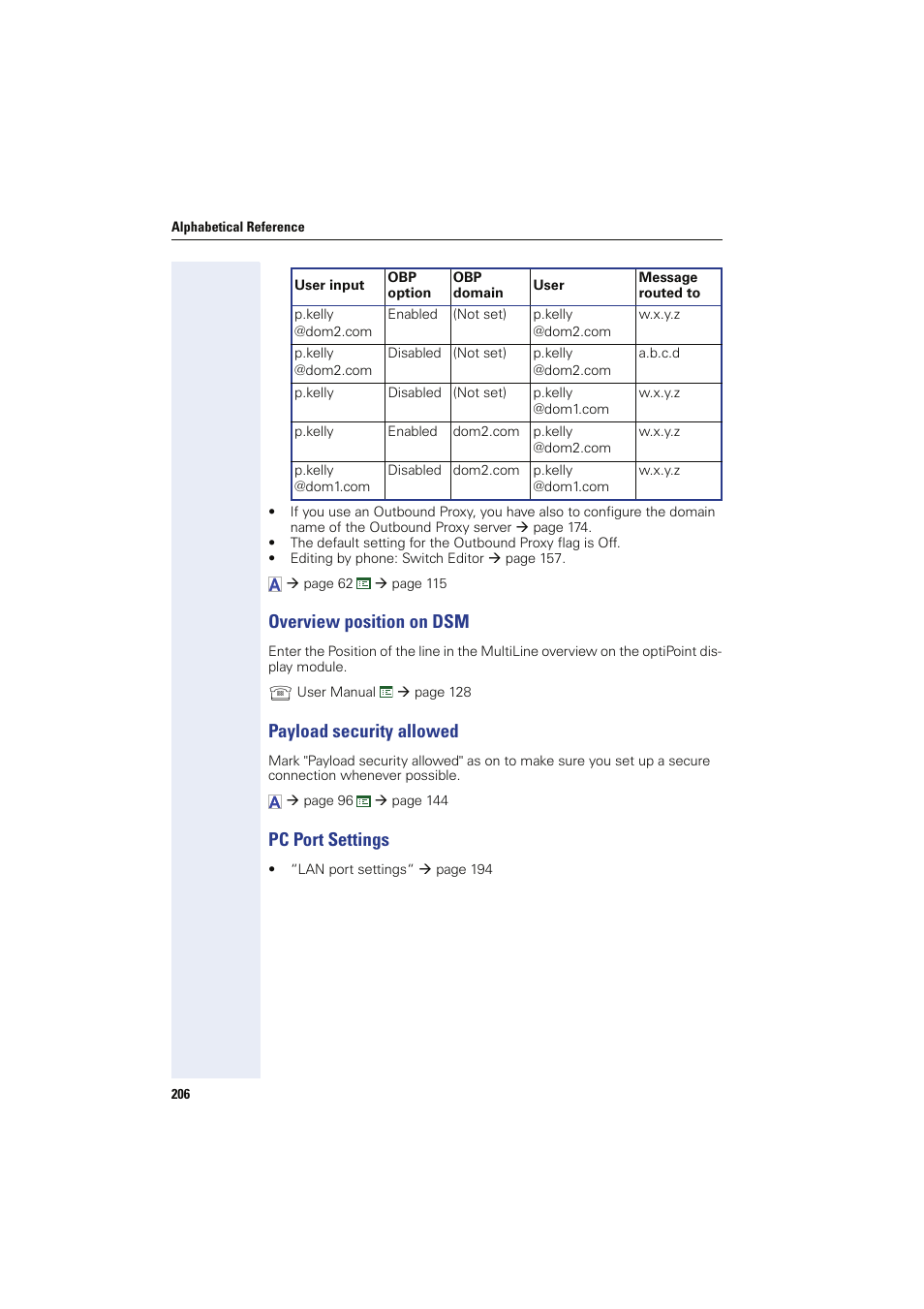 Overview position on dsm, Payload security allowed, Pc port settings | User specific web ad | Siemens HIPATH 8000 User Manual | Page 206 / 249