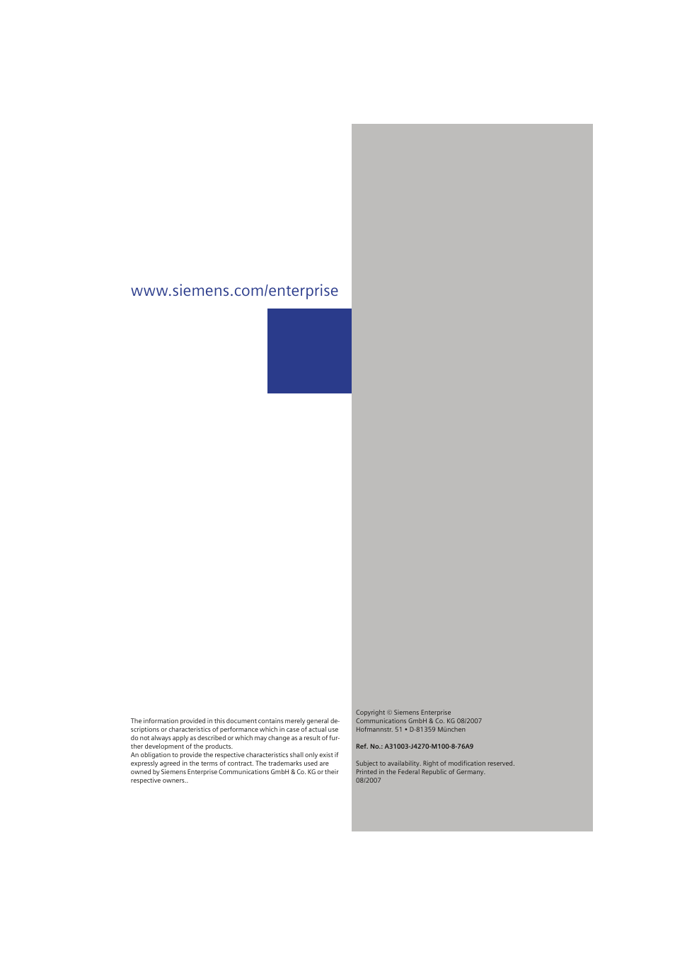 Siemens HIPATH 8000 User Manual | Page 249 / 249