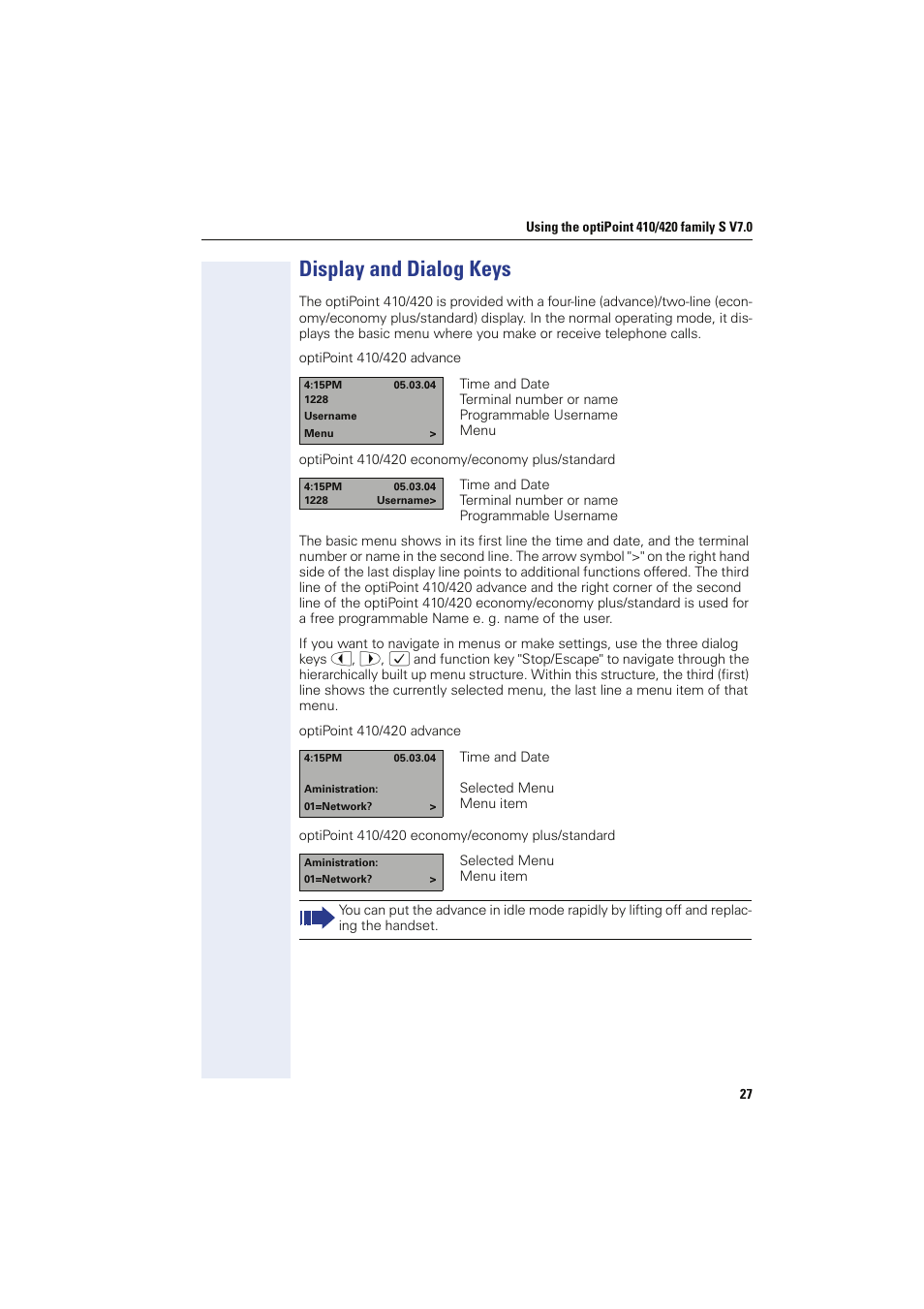 Display and dialog keys | Siemens HIPATH 8000 User Manual | Page 27 / 249