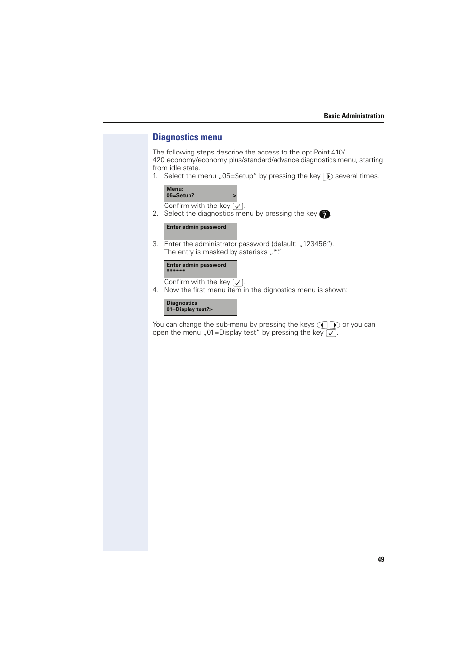 Diagnostics menu | Siemens HIPATH 8000 User Manual | Page 49 / 249